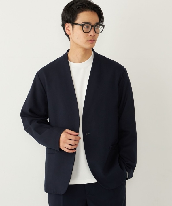 SHIPS Colors:〈手洗い可能〉TR ノーカラー ジャケット(セットアップ