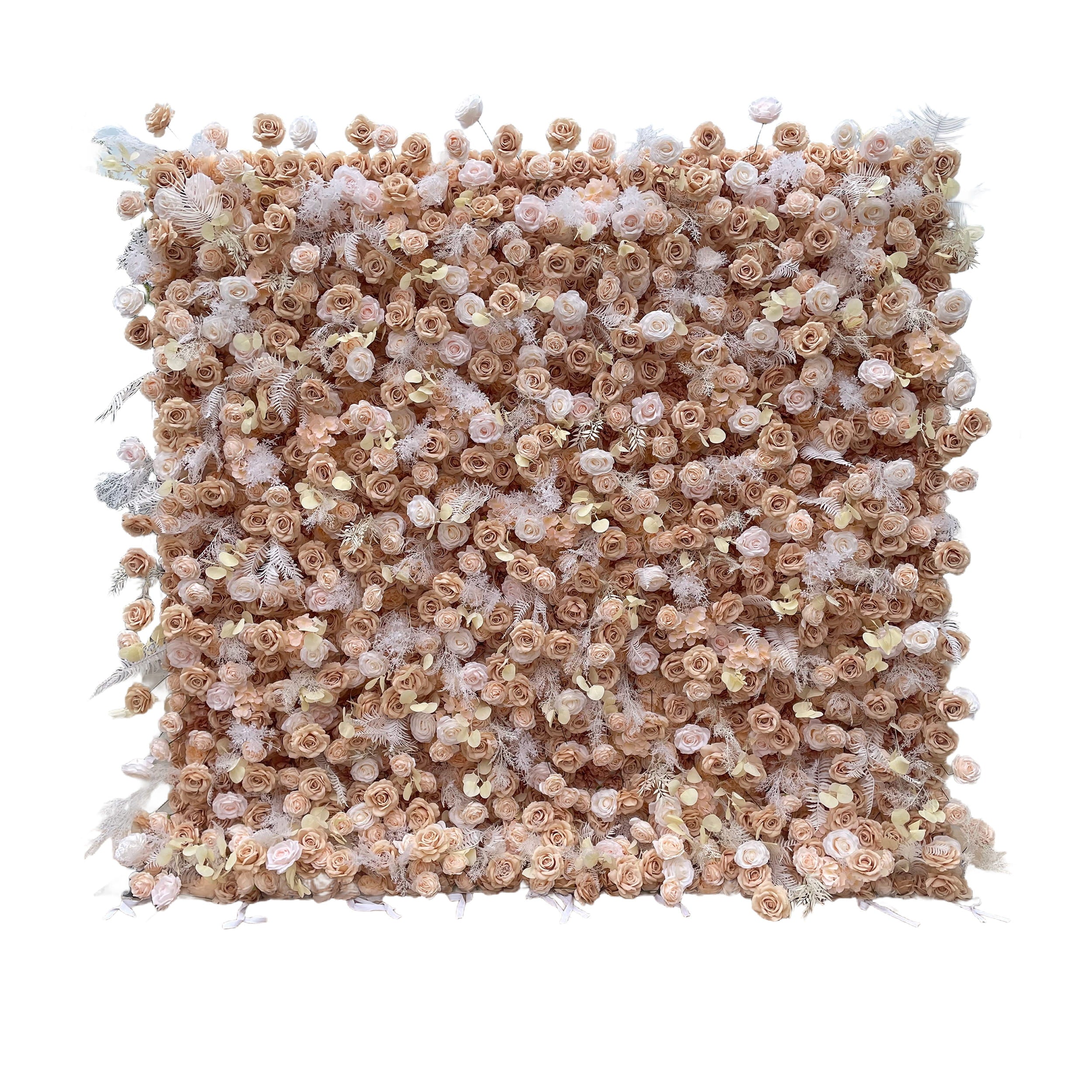 エレガントなヌードローズフローラルウォールにフロストシダのタッチ