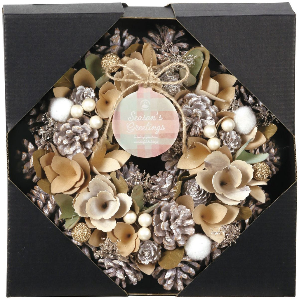 ドライフラワーリース 25cm 660069 ナチュラルホワイト クリスマス