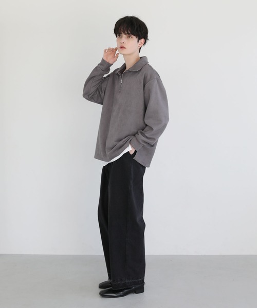 ASTRONOMY トレーナー スウェット フェイクスウェードハーフジッププル