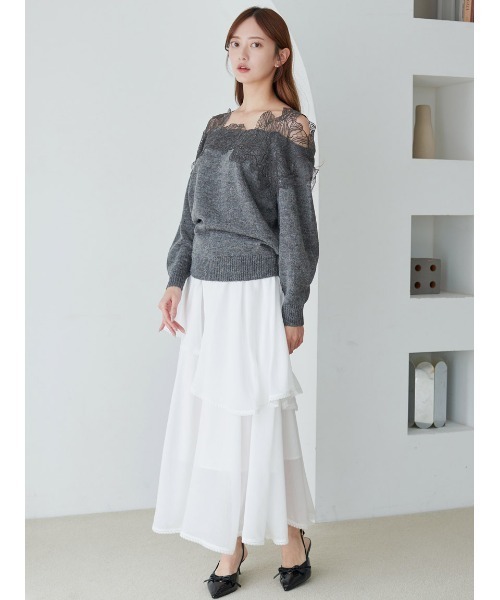 SNIDEL（スナイデル） ニット セーター レーストリミングニットプル