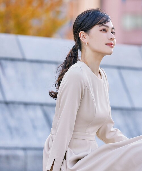 Tiaclasse ワンピース 「洗える」アシンメトリータックフレア