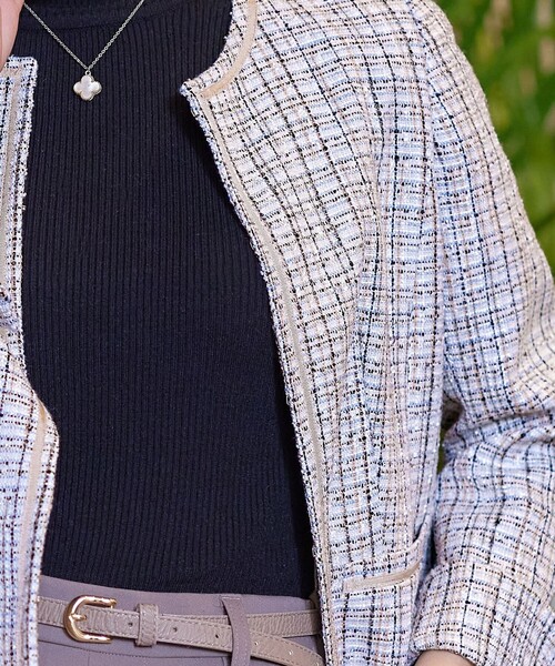 Tiaclasse ジャケット ノーカラージャケット ラメツイードジャケット