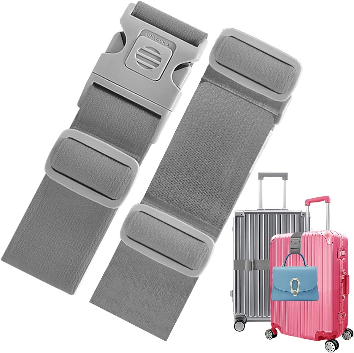 ZINZ 2 PCS High Elastic Suitcase Belt Luggage Straps with Anti
