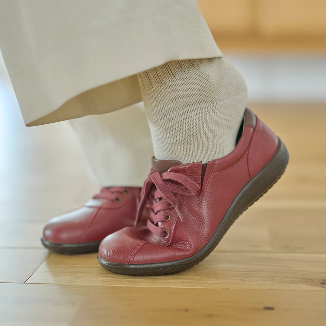 アキレス・ソルボ C 618 レッド｜隠しゴムでスリッポン感覚｜大人