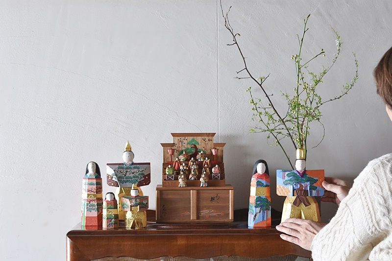 奈良一刀彫 雛人形 鎌田麦風 立雛 - 生活骨董と古布のアンティーク