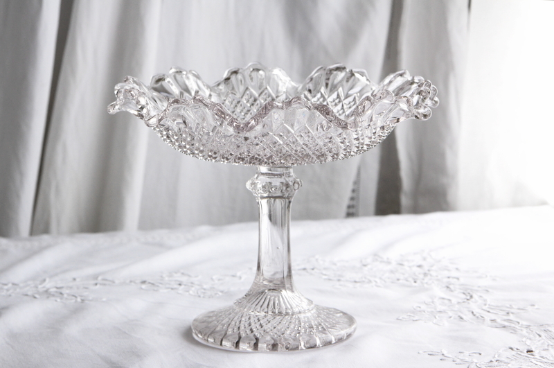 アンティークプレスガラスコンポート DAVIDSON イギリス アンティーク