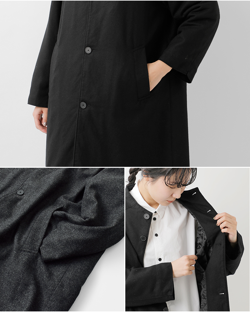 FIR MUM フィル マム ウールシーチング ボトルネック ラグラン コート