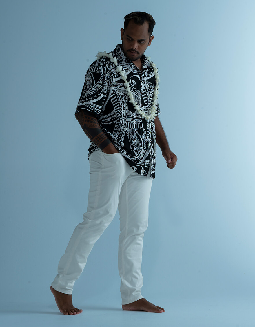 メンズアロハシャツ（スクロール）ブラック – 【公式】フラダンス衣装