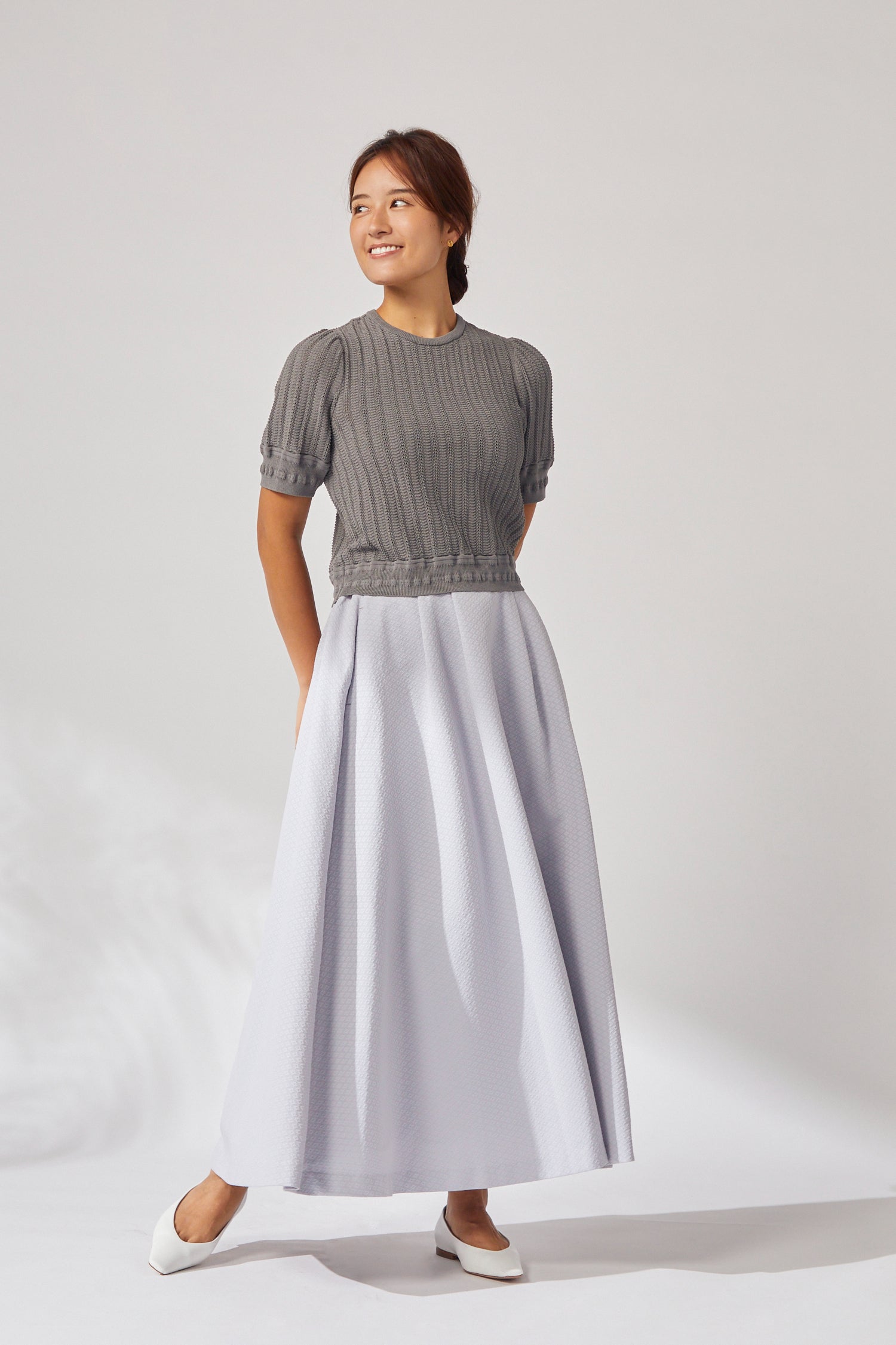 Blooming jacquard skirt (Blue gray) – Audire