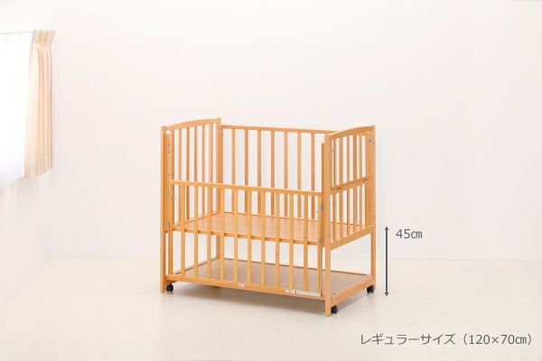 ハイタイプベッド ツーオープン【ホワイト】収納棚付 | ベビーベッド