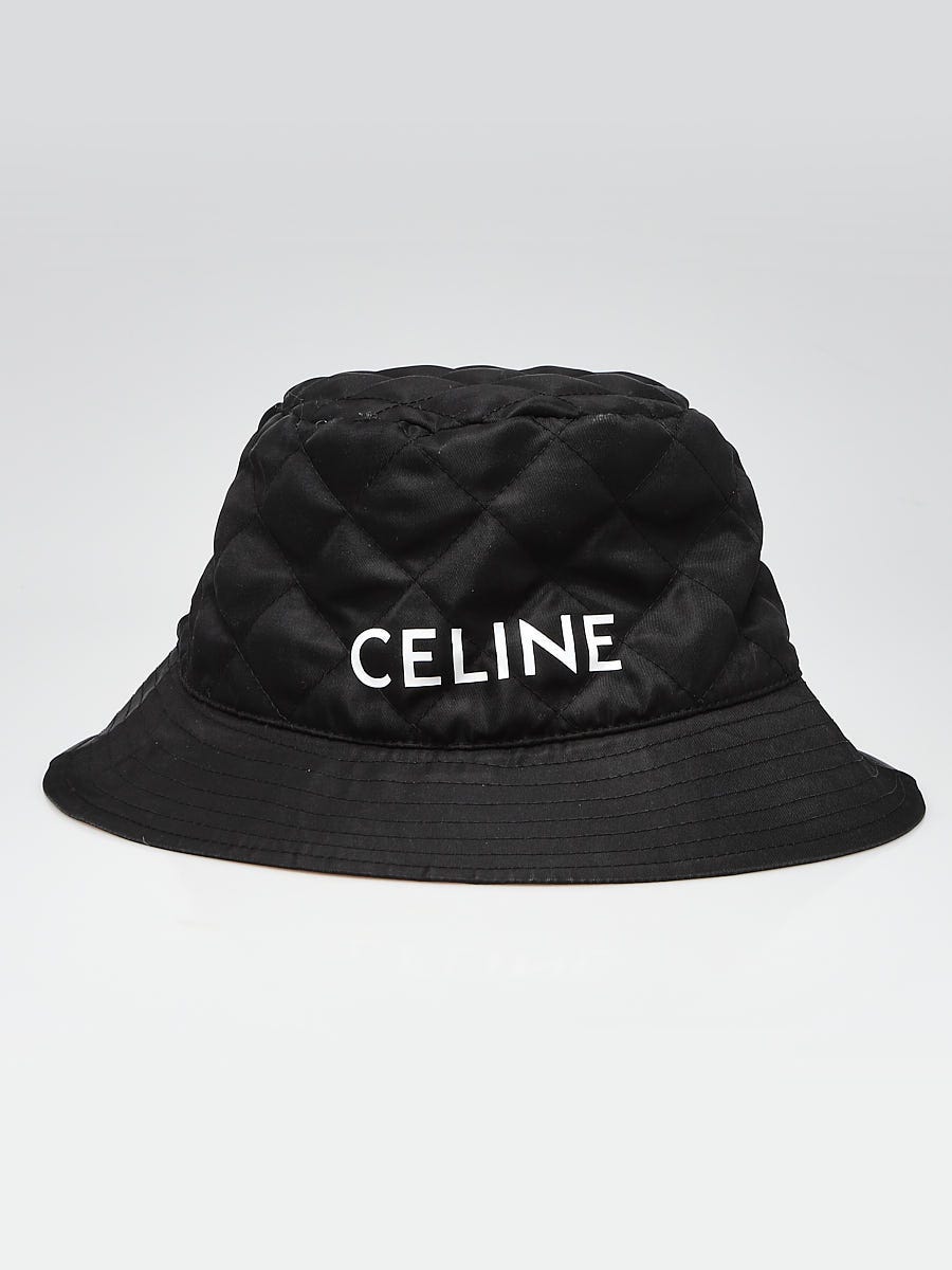Celine Black Quilted Polyester Logo Bucket Hat Size M | Yoogi's Closet