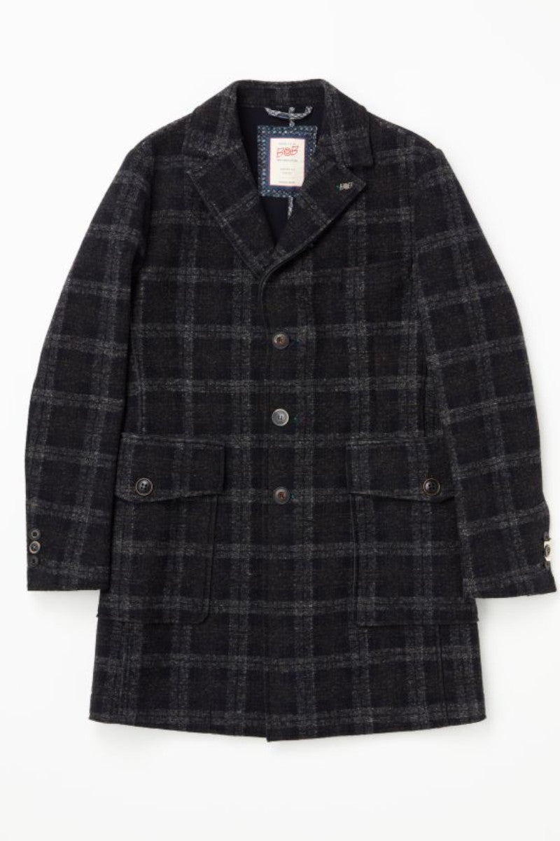 ボンディングチェックチェスターコート / Col： VAR2 ブラック系 BOB JAPAN