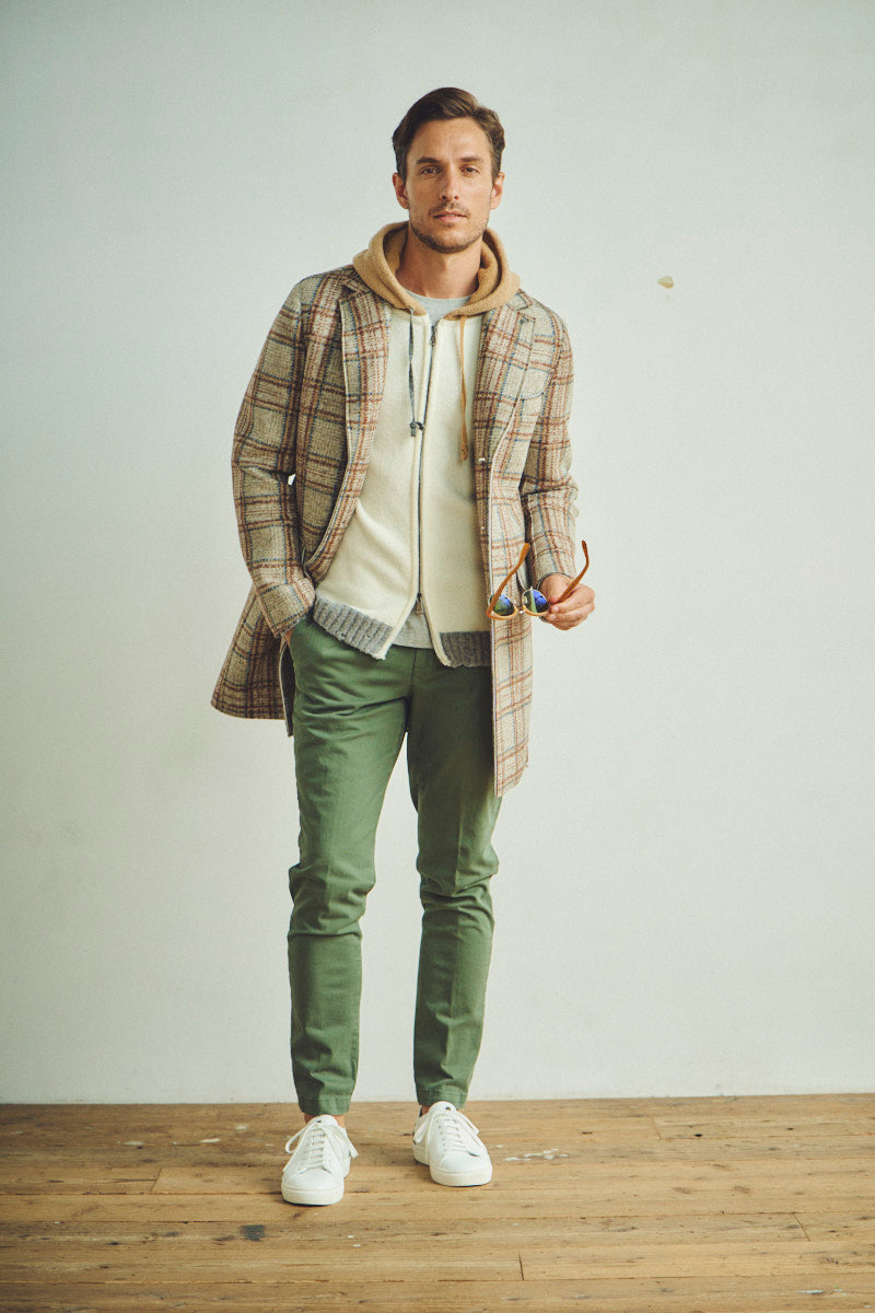 レトロチェックボンディングチェスターコート / Col：VAR2 グレー系