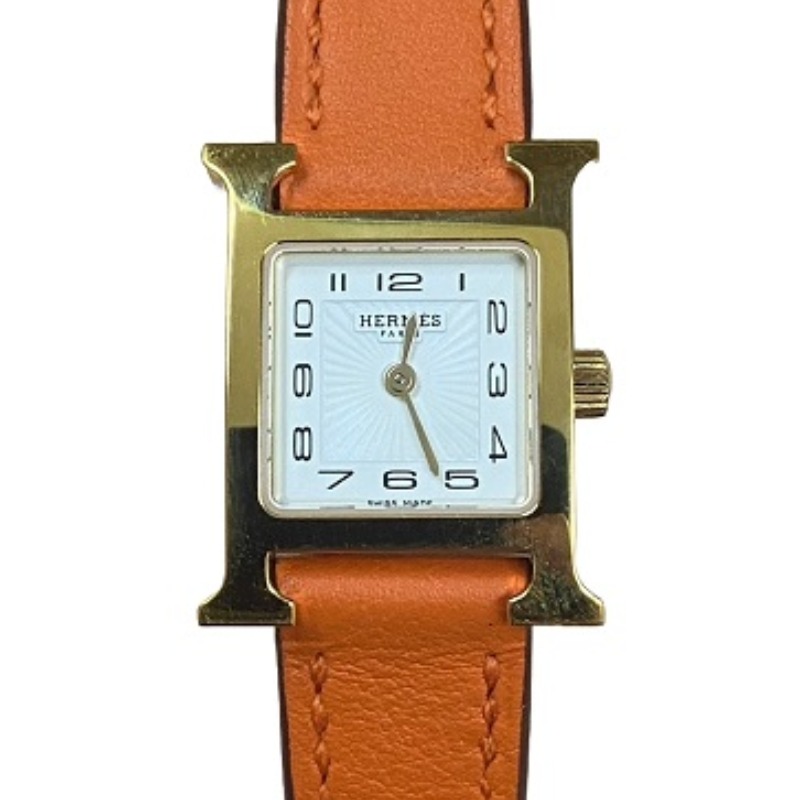 エルメス Hウォッチ ミニ HH1.101 QZ/GP/革ベルト 白文字盤｜ブランド