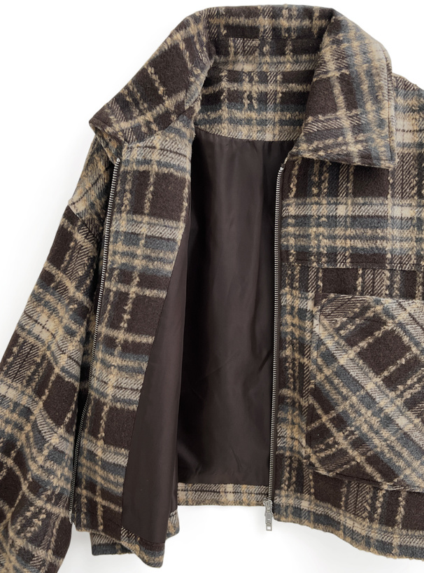 ダブルジップチェック柄ジャケット[cc93] | レディースファッション