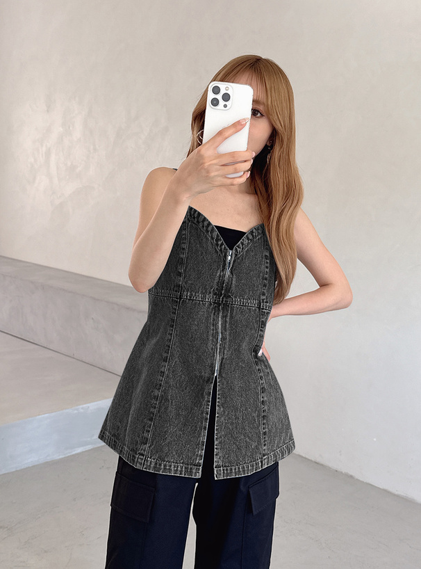 フロントジップデニムキャミソール[gn127] | レディースファッション