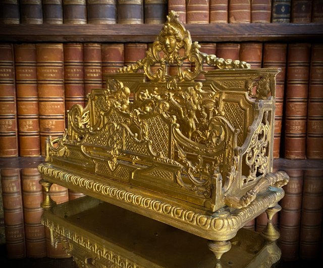 台湾 フランスの秘蔵品、新古典様式ブロンズ金メッキ大型三段レター