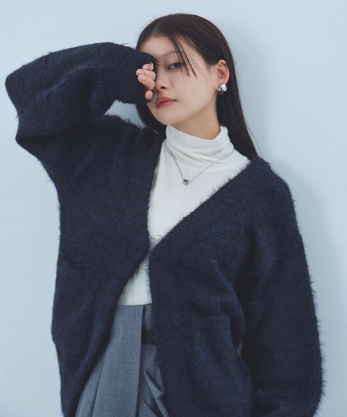 シャギーモヘアカーディガン｜保温/春服（カーディガン/ボレロ