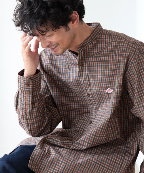 DANTON（ダントン）の「DANTON / チェック バンドカラー シャツ