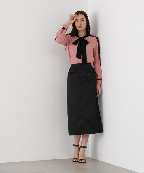 セール】◇レースコンビバイカラーリボンブラウス（シャツ/ブラウス