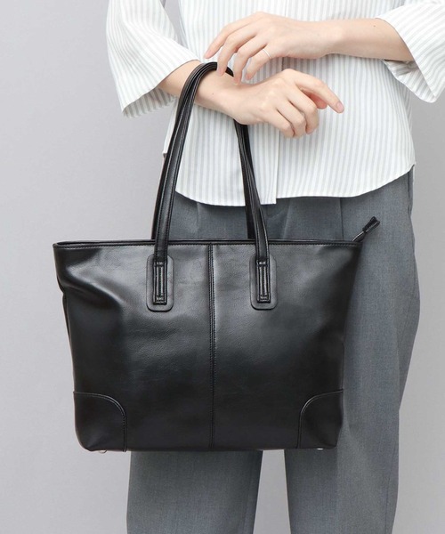 スプリットレザー（牛床革） コンパクト ビジネストートバッグ A4収納