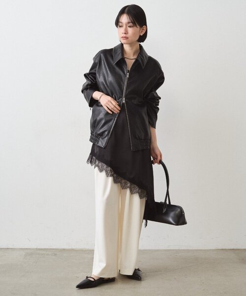 サテンレースアシメキャミ（キャミソール）｜LOUNGEDRESS（ラウンジ