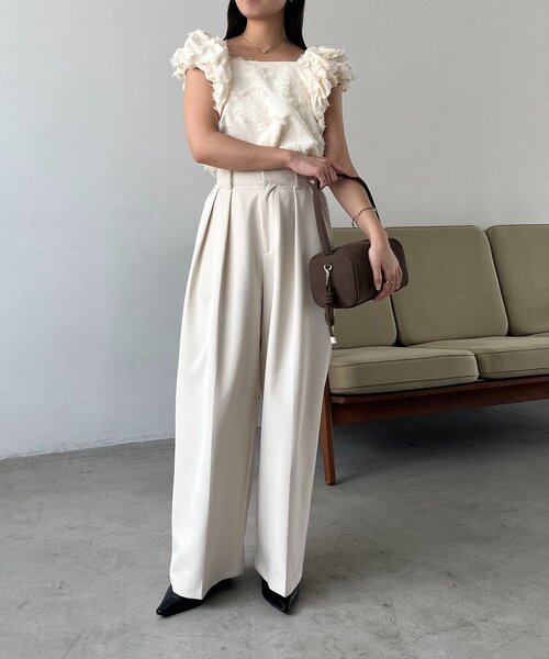 セール】ジャガードパフショルダートップス（シャツ/ブラウス