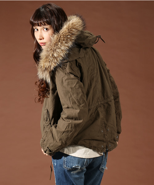 goa（ゴア）の「ラクーンファー付 硫化ショートモッズコート（モッズ