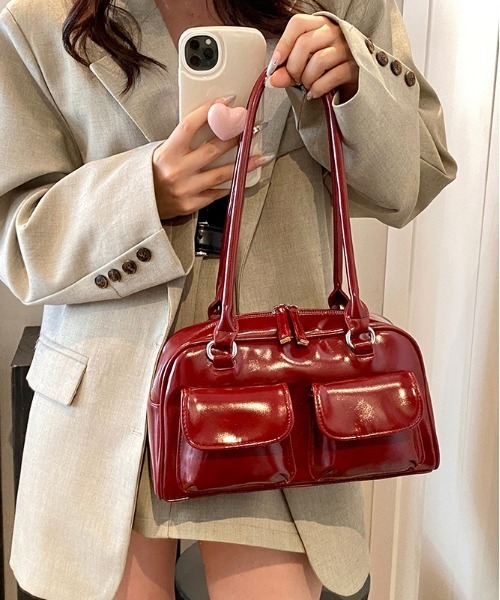 セール】Y2K フロント 2ポケット ハンドバッグ / ペットボトル収納