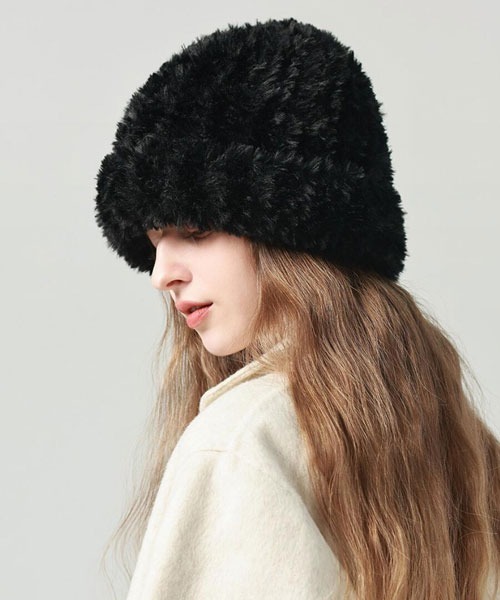 セール】【float】ふわふわ フェイクファー ニット帽（ニットキャップ