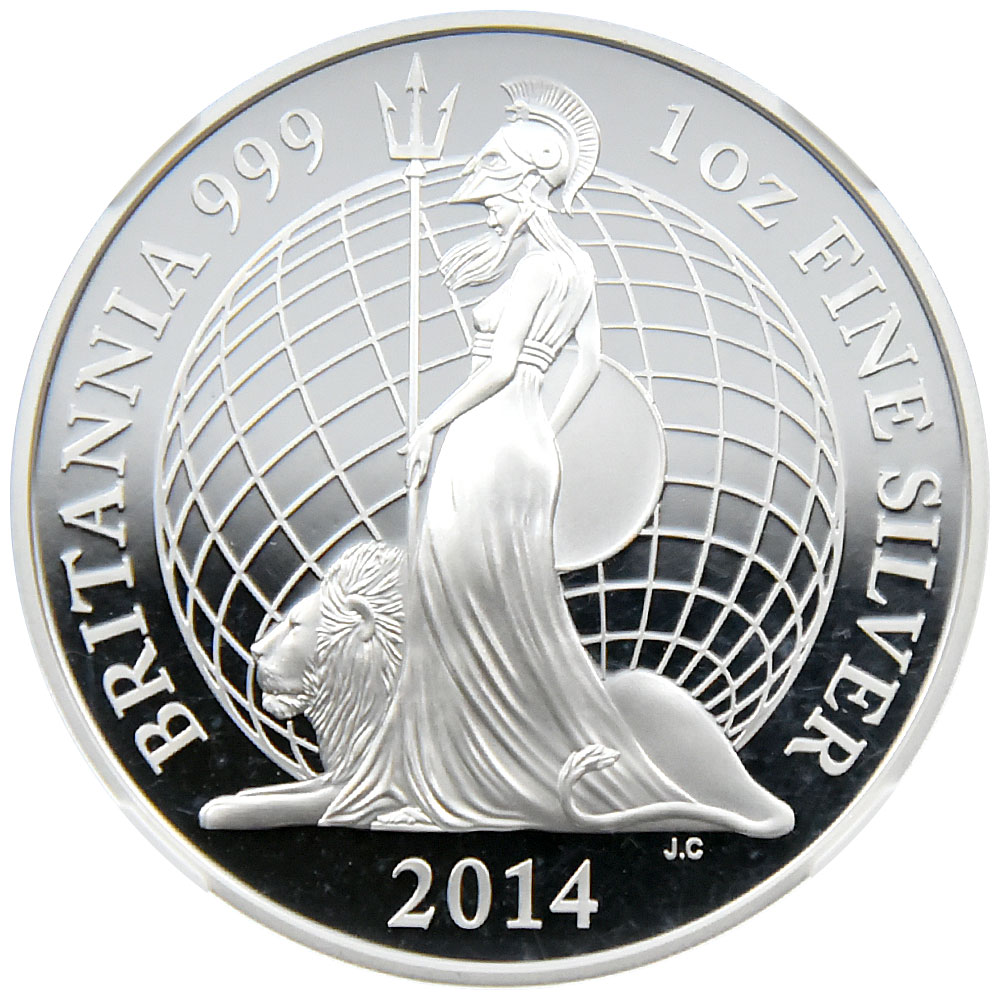 イギリス 2014 エリザベス2世 2ポンド1オンス 銀貨 NGC PF 70 ULTRA