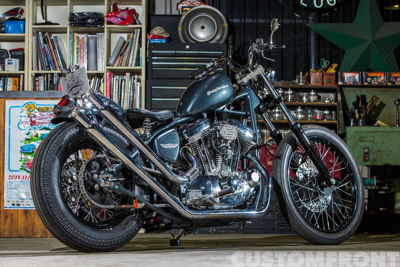 ハーレー スポーツスターリジッドのチョッパー XLH 2002・ジーザス