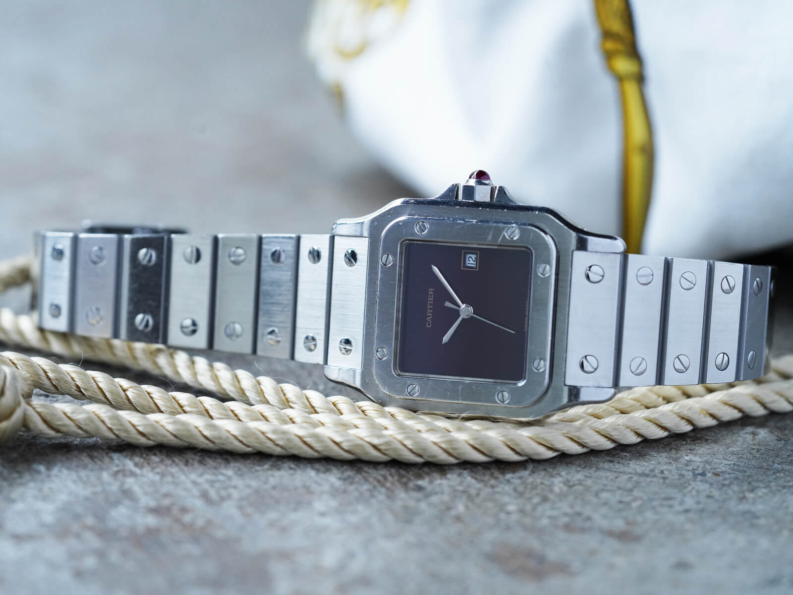 カルティエ/サントスカレ/サントスガルベLMデイト/ボルドーダイヤル