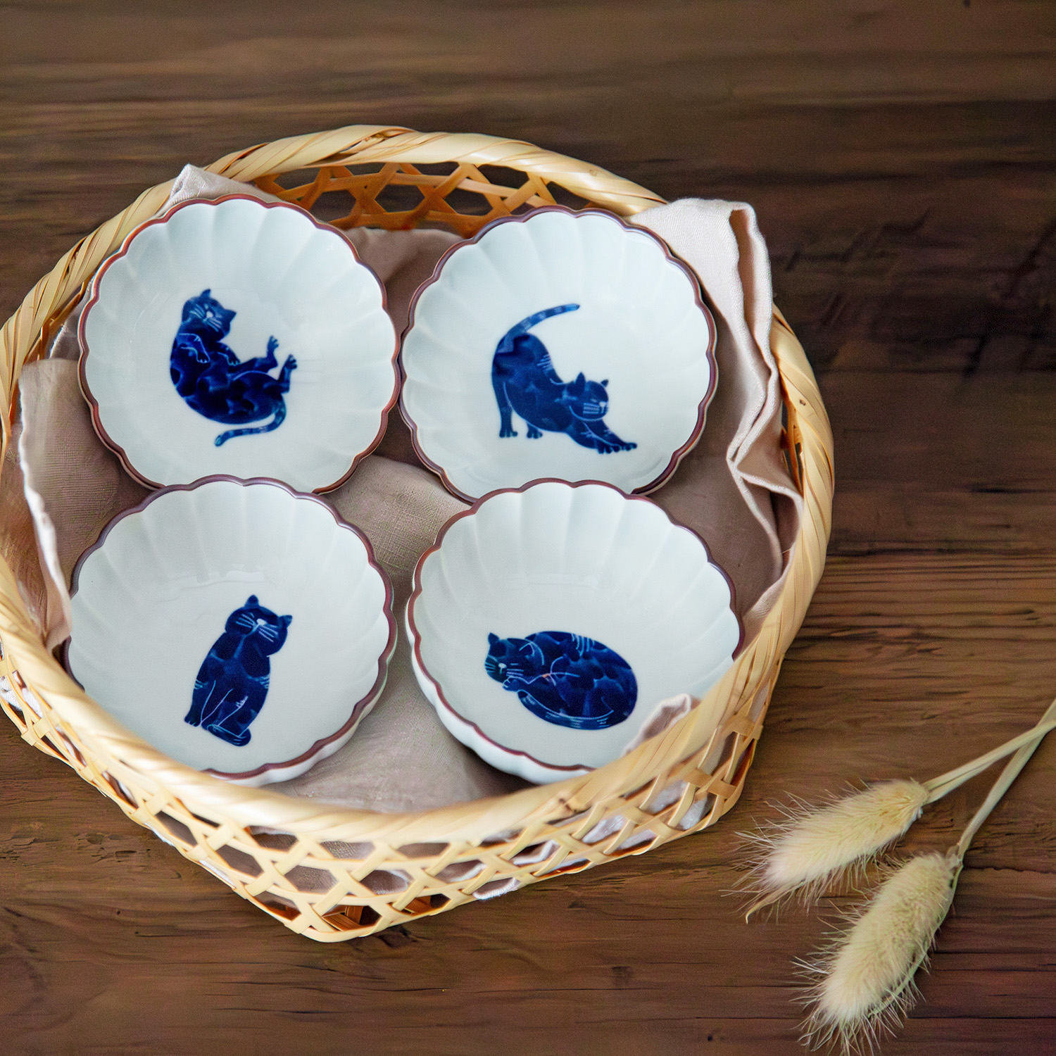 高山｜呉須猫 菊割5.5寸皿｜西海陶器 | SAIKAI B-SHOP｜西海陶器