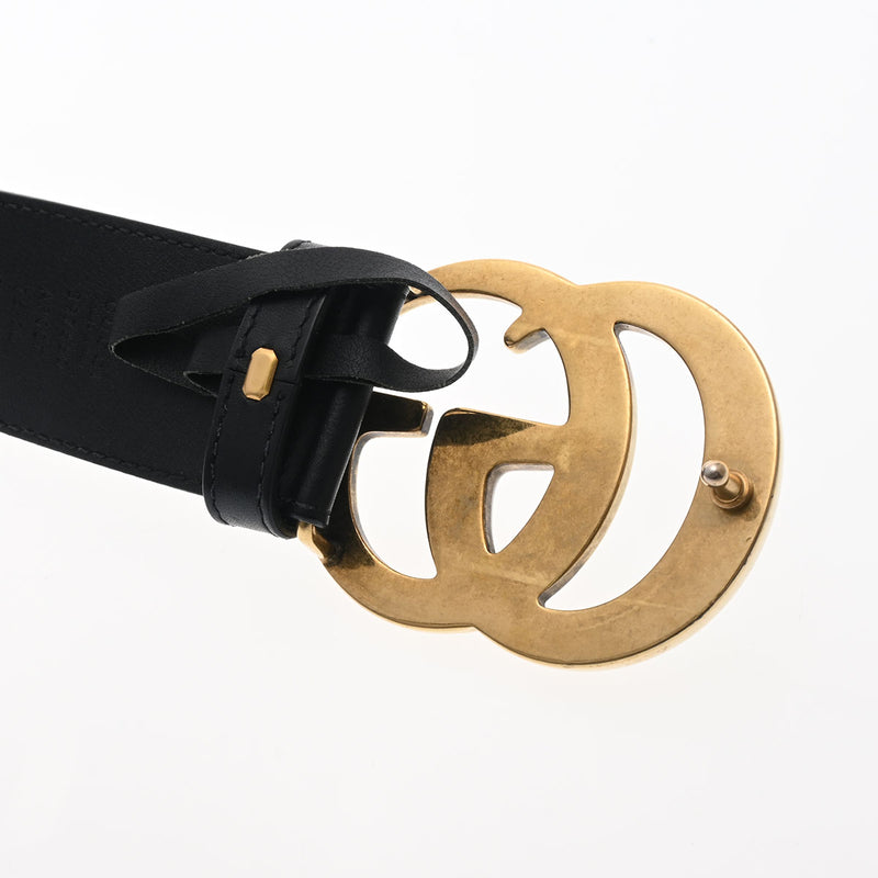 グッチGGマーモント 黒 ゴールド金具 メンズ カーフ ベルト 397660