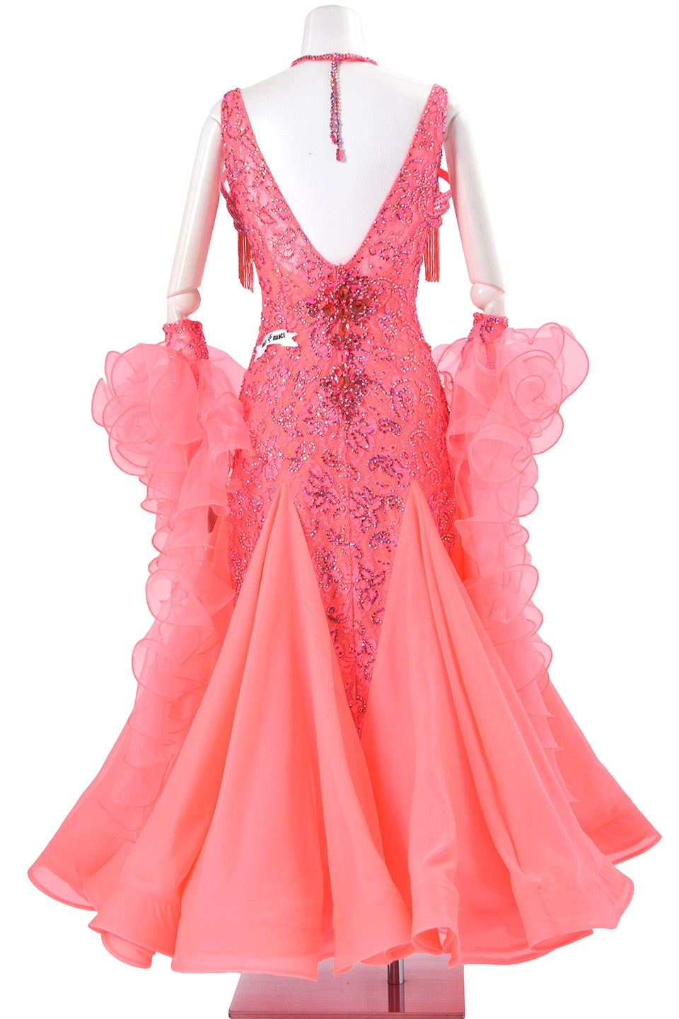 スタンダードドレス WS0682D サーモン M 社交ダンス モダンドレス