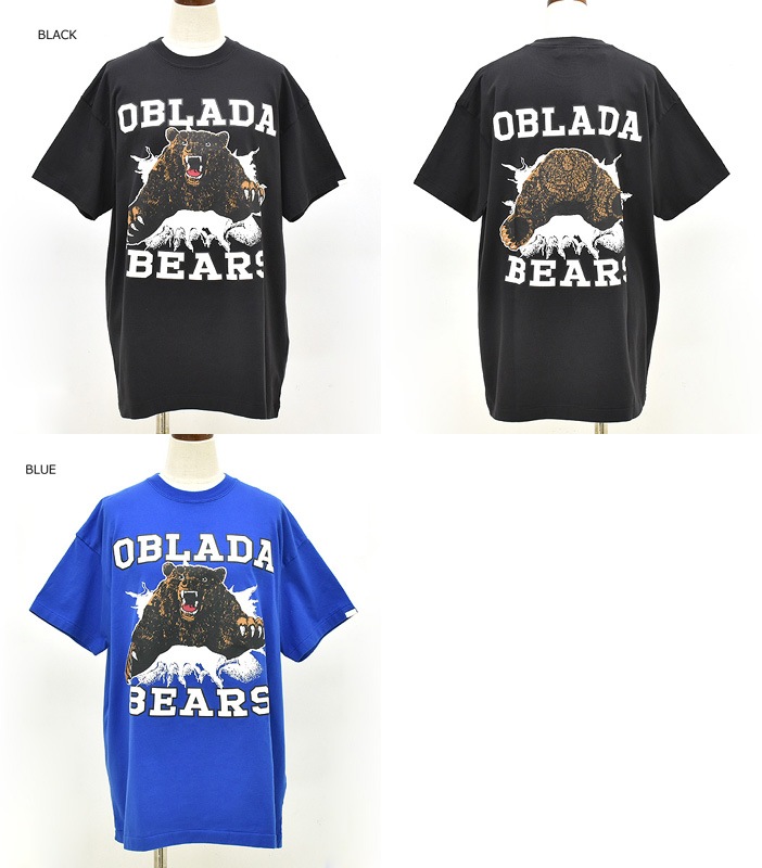 25FW】Oblada オブラダ BEARS TEE プリントTシャツ F2510CU03【送料