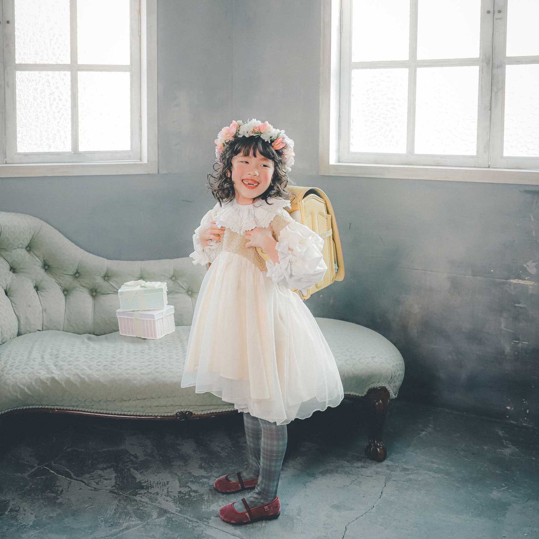 ramarama｜ふわもこボアワンピース｜キッズレンタルドレス【heartmelt】