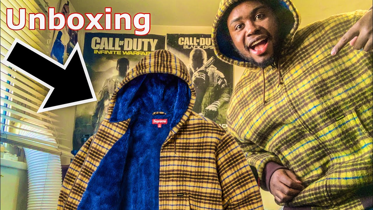 Supreme Plaid Wool Hooded Work Jacket Unboxing & Review! - YouTube