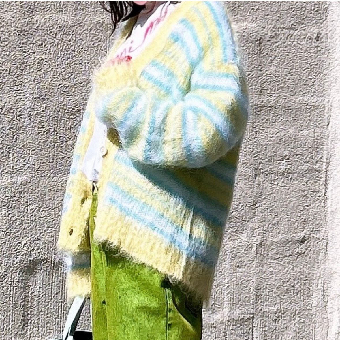 MARNI - ストライプ モヘアカーディガン/レギュラーフィット/イエロー