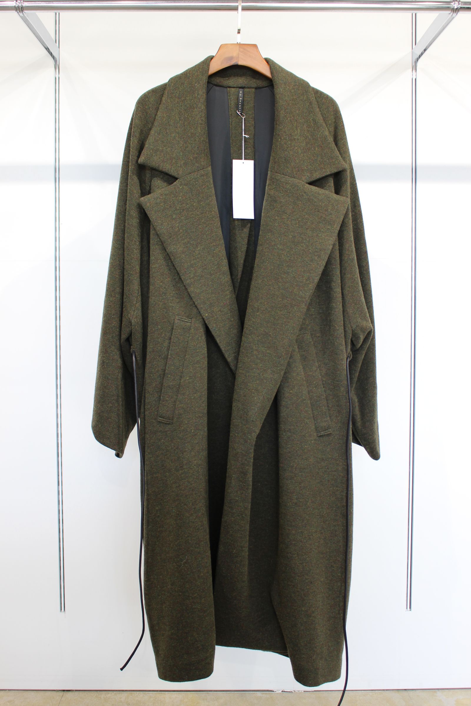 my beautiful landlet - RECYCLED MELANGE WOOL KNIT LONG COAT/OLIVE