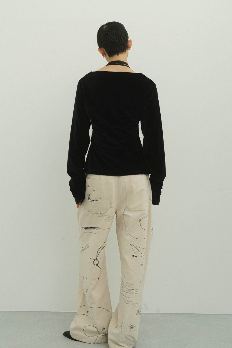 Knuth Marf - velours ribbon tops / ベロア リボントップス (ブラック