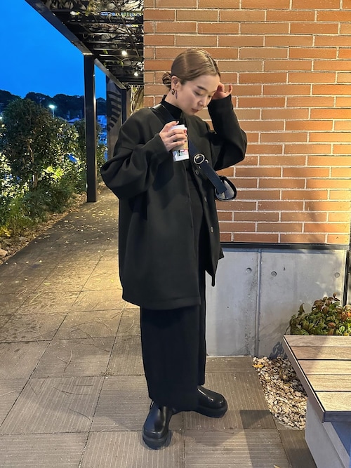 ノーカラーカットメルトンミドルコート（ノーカラーコート）｜select