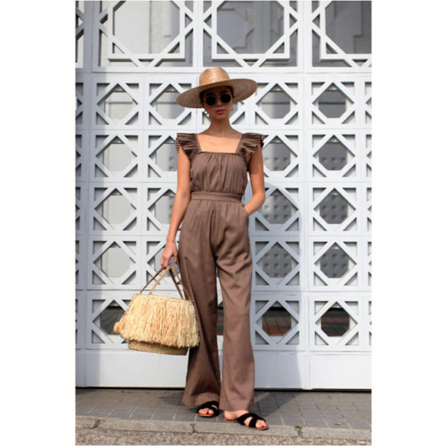 MYLAN カラーリネンオールインワン ワイド バルーン