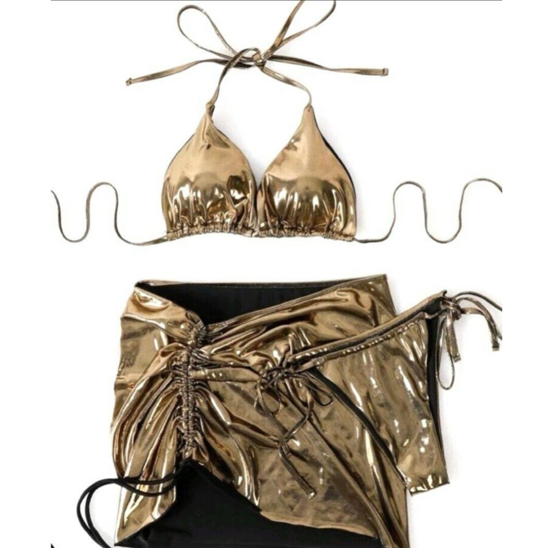 新品未使用ゴールドメタリック ビキニセット Mサイズの通販 by ME