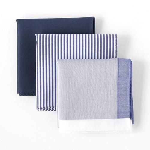 BAN!ワッペン付 / ネイビーストライプハンカチ | H TOKYO ハンカチ