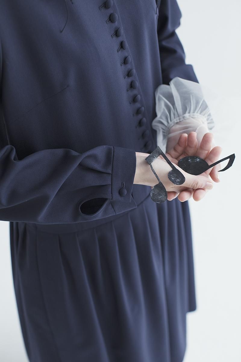 kurumi button formal one-piece / navy - atelier naruse｜Online