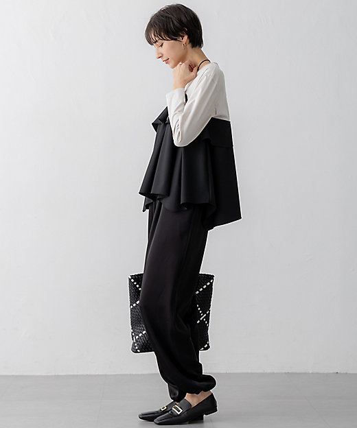 洗える】ドレープサテン 2WAY ドロスト パンツ