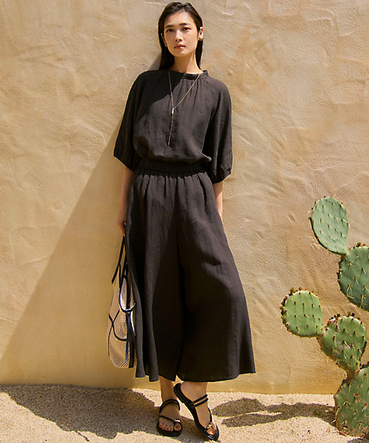 洗える】LIBECOリネン ボリュームスリーブ ブラウス